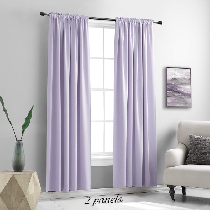 DONREN 84 Inches Long 2 Panels Lavender Purple Curtain Panels for Bedroom - Room Darkening Rod Pocket Thermal Insulated Drapes for Living Room,42 W x 84 L - Image 2